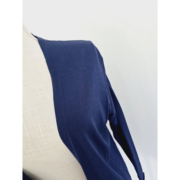 Eileen Fisher Viscose Jersey Navy Blue Knit Open Front Cardigan Sweater XS New - Picture 3 of 11